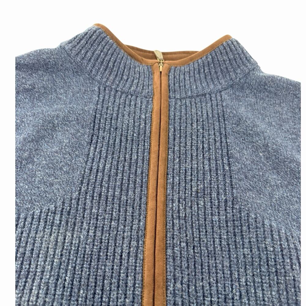 LL Bean Vest Mens XL Waterfowl Sweater Merino Wool Lambswool Full Zip Blue Cabin